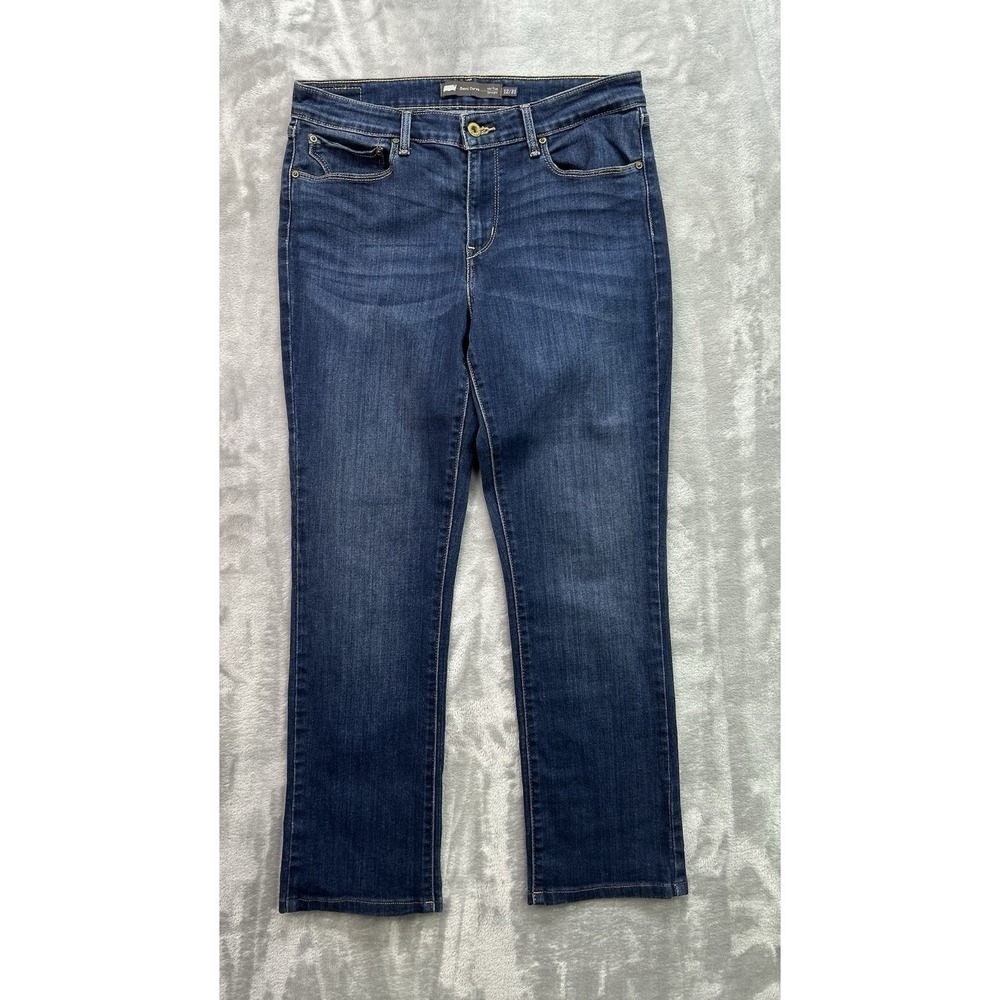 Levis Jeans Demi Curve Mid Rise Straight Womens Sz 12/31 Blue Western Stretch